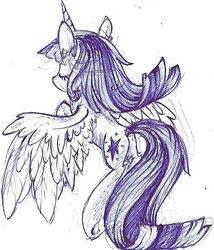 Size: 499x584 | Tagged: safe, artist:renaifoxi, twilight sparkle, alicorn, pony, g4, female, monochrome, solo, twilight sparkle (alicorn)