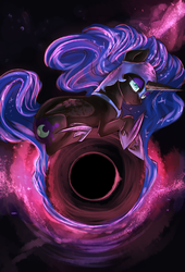 Size: 1900x2800 | Tagged: safe, artist:segraece, part of a set, nightmare moon, g4, black hole, female, solo, space, tangible heavenly object