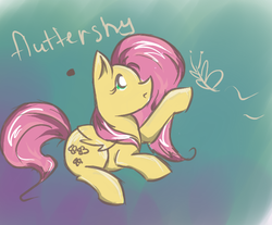 Size: 737x611 | Tagged: safe, artist:renaifoxi, fluttershy, butterfly, g4, female, solo