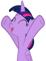 Size: 4562x6080 | Tagged: safe, artist:slb94, twilight sparkle, alicorn, pony, g4, the saddle row review, ^^, absurd resolution, cheering, cute, excited, eyes closed, female, hooves up, simple background, solo, transparent background, twiabetes, twilight sparkle (alicorn), vector