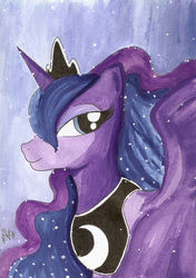 Size: 683x968 | Tagged: safe, artist:biachunli, princess luna, g4, female, solo, traditional art, watercolor painting