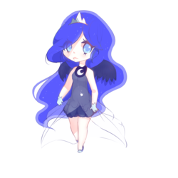 Size: 1024x1024 | Tagged: safe, artist:cxndy-lace, princess luna, human, g4, chibi, clothes, dress, female, gloves, humanized, simple background, solo, transparent background
