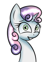 Size: 768x1024 | Tagged: safe, artist:i-am-luigi, sweetie belle, g4, bust, female, portrait, simple background, smiling, solo, white background