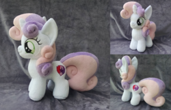 Size: 1280x824 | Tagged: safe, artist:bakufoon, sweetie belle, g4, cutie mark, irl, photo, plushie, solo, the cmc's cutie marks