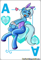 Size: 1447x2100 | Tagged: safe, artist:outofworkderpy, trixie, pony, unicorn, g4, ace of hearts, adorkable, bunny ears, bunny suit, card, clothes, cuffs (clothes), cute, dork, eyeshadow, female, funny, heart, leaning, leaning back, legs, leotard, magician outfit, makeup, mare, pantyhose, playing card, pose, seductive, seductive pose, sexy, silly, solo, stomach, sultry pose, wink