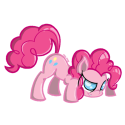 Size: 2400x2400 | Tagged: safe, artist:malphee, pinkie pie, g4, face down ass up, female, high res, ponk, signature, simple background, solo, transparent background