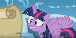 Size: 640x320 | Tagged: safe, artist:mlp-captions, screencap, twilight sparkle, alicorn, pony, g4, the cutie re-mark, discovery family logo, meme, twilight sparkle (alicorn), youtube caption