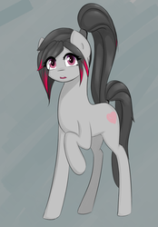 Size: 1657x2382 | Tagged: safe, artist:owlnon, oc, oc only, oc:miss eri, alternate hairstyle, black and red mane, solo, two toned mane