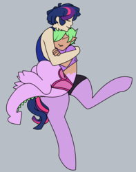 Size: 1477x1876 | Tagged: safe, artist:/d/non, oc, oc only, oc:rory, oc:thistle, satyr, cuddling, cute, parent:spike, parent:twilight sparkle, sleeping, snuggling