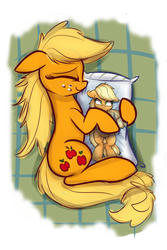 Size: 1000x1500 | Tagged: safe, artist:heir-of-rick, applejack, pony, g4, body pillow, cute, female, narcissism, silly, silly pony, snuggling, solo, who's a silly pony