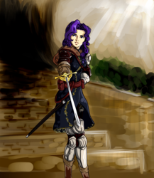 Size: 2000x2300 | Tagged: safe, artist:mysterious44, rarity, human, g4, dark souls, female, humanized, rapier, solo, sword, weapon
