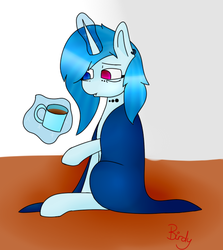 Size: 598x669 | Tagged: safe, artist:birdyboop, oc, oc only, oc:bird song, pony, unicorn, blanket, cup, heterochromia, markings, piercing