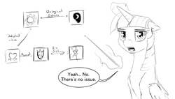 Size: 1280x729 | Tagged: safe, artist:silfoe, twilight sparkle, alicorn, pony, royal sketchbook, g4, female, grayscale, headcanon, lesbian, monochrome, ship:twiluna, shipping, solo, twilight sparkle (alicorn)