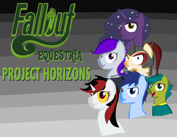 Size: 3792x2920 | Tagged: safe, artist:yifle1, oc, oc only, oc:blackjack, oc:lacunae, oc:morning glory (project horizons), oc:p-21, oc:rampage, oc:scotch tape, fallout equestria, fallout equestria: project horizons, colored sclera, high res, yellow sclera