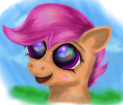 Size: 1280x1102 | Tagged: safe, artist:pastelpupils, scootaloo, g4, bust, female, open mouth, portrait, solo