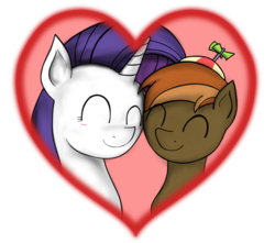 Size: 1920x1695 | Tagged: safe, artist:raveyard, button mash, rarity, g4, blushing, bust, colt, crack shipping, duo, eyes closed, female, foal, heart, male, mare, portrait, rarimash, shipping, straight