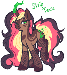 Size: 2245x2493 | Tagged: safe, artist:ruef, oc, oc only, oc:strip tease, pony, unicorn, fishnet stockings, high res, sketch, solo