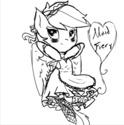 Size: 758x763 | Tagged: safe, artist:sapphire-kitty, oc, oc only, oc:firebolt, pegasus, pony, black and white, clothes, crossdressing, grayscale, heart, maid, male, monochrome