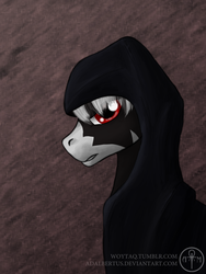 Size: 900x1200 | Tagged: safe, artist:adalbertus, oc, oc only, art trade, glare, hood, in the hood, red glare, solo, soulless reaper