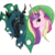 Size: 4030x4030 | Tagged: safe, artist:xxsilvixx, princess cadance, queen chrysalis, changeling, changeling queen, g4, absurd resolution, bust, crown, duo, female, heart, jewelry, portrait, regalia, smiling