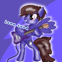 Size: 894x894 | Tagged: safe, artist:doraemonfan4life, pony, crossover, guitar, luna loud, ponified, solo, text, the loud house