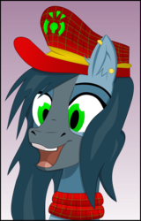 Size: 1024x1598 | Tagged: safe, artist:eddie-shadows, oc, oc only, oc:mad munchkin, bust, hat, portrait, solo, tartan