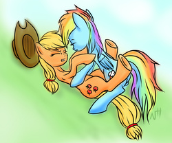 Size: 1249x1038 | Tagged: safe, artist:neohooves, applejack, rainbow dash, g4, female, lesbian, playing, ship:appledash, shipping