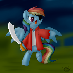 Size: 4000x4000 | Tagged: safe, artist:icy wings, rainbow dash, pony, g4, absurd resolution, bipedal, dead pirate dash, dead rainbow dash, female, fusion, pirate, pirate dash, scimitar, solo, sword, weapon