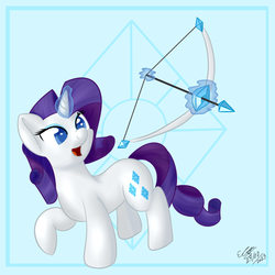 Size: 4000x4000 | Tagged: safe, artist:icy wings, rarity, g4, absurd resolution, arrow, bow (weapon), bow and arrow, female, solo, weapon