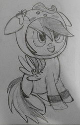 Size: 1024x1589 | Tagged: safe, artist:s.guri, rainbow dash, g4, female, monochrome, solo, traditional art