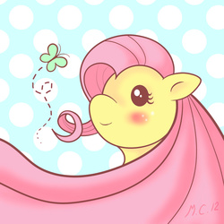 Size: 900x900 | Tagged: safe, artist:kiri-ri, fluttershy, butterfly, pony, g4, female, solo