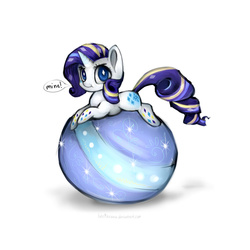 Size: 1024x1024 | Tagged: safe, artist:katemaximova, rarity, pony, g4, season 4, :t, ball, cute, female, glare, looking at you, mine!, pouting, prone, rainbow power, solo, wingding eyes