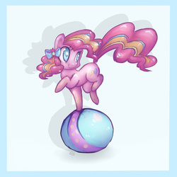 Size: 1024x1024 | Tagged: safe, artist:katemaximova, pinkie pie, g4, season 4, ball, bow, female, hair bow, rainbow power, solo