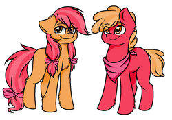 Size: 1024x717 | Tagged: safe, artist:moonabelle, oc, oc only, oc:amber dawn, oc:cameo apple, offspring, parent:apple bloom, parent:tender taps, parents:tenderbloom