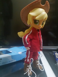 Size: 735x980 | Tagged: safe, artist:redness, applejack, equestria girls, g4, ball jointed doll, customized toy, doll, equestria girls minis, eqventures of the minis, irl, photo, toy, tracksuit