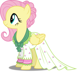 Size: 5000x4675 | Tagged: safe, artist:dashiesparkle, flutterholly, fluttershy, a hearth's warming tail, g4, .svg available, absurd resolution, clothes, dress, female, ponyscape, simple background, solo, transparent background, vector