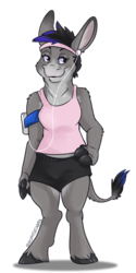 Size: 1504x2997 | Tagged: safe, artist:spainfischer, oc, oc only, oc:tara, donkey, anthro, unguligrade anthro, exercise, jogging, solo, unshorn fetlocks