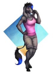 Size: 2500x3391 | Tagged: safe, artist:tazara, oc, oc only, oc:tara, donkey, anthro, unguligrade anthro, armpits, clothes, high res, realistic, shorts, solo, vest