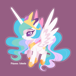 Size: 800x800 | Tagged: safe, artist:snow angel, princess celestia, pony, g4, chibi, female, simple background, solo, spread wings, starry eyes, wingding eyes