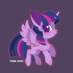 Size: 800x800 | Tagged: safe, artist:snow angel, twilight sparkle, alicorn, pony, g4, chibi, female, simple background, solo, spread wings, starry eyes, twilight sparkle (alicorn), wingding eyes