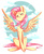 Size: 900x1095 | Tagged: safe, artist:glamist, fluttershy, g4, blushing, chest fluff, cloud, cloudy, eyes closed, female, sitting, smiling, solo, spread wings, wings