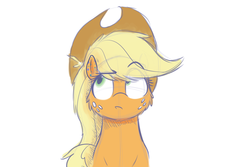 Size: 1280x853 | Tagged: safe, artist:heir-of-rick, applejack, g4, female, impossibly small ears, poison joke, sketch, solo