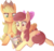 Size: 900x846 | Tagged: safe, artist:crponies, a.k. yearling, apple bloom, applejack, daring do, g4, book, cutie mark, open mouth, reading, simple background, sisters, the cmc's cutie marks, transparent background