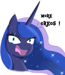 Size: 1440x1644 | Tagged: safe, artist:soulrainbow, princess luna, g4, cookie, female, food, oreo, rage, royalty, simple background, solo, transparent background