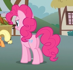 Size: 506x485 | Tagged: safe, screencap, pinkie pie, earth pony, pony, feeling pinkie keen, g4, balloonbutt, butt, cropped, female, mare, plot