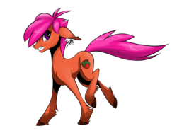 Size: 1024x797 | Tagged: safe, artist:nakijan, oc, oc only, oc:strawberry, freckles, running, scared, simple background, solo, transparent background, unshorn fetlocks