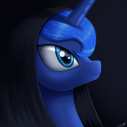 Size: 1000x1000 | Tagged: dead source, safe, artist:jeki, princess luna, alicorn, pony, g4, bust, female, mare, solo