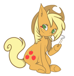 Size: 737x761 | Tagged: safe, artist:cappydarn, applejack, g4, cigarette, female, looking at you, necktie, simple background, smoking, solo, white background