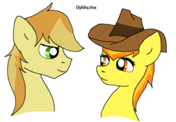 Size: 1024x713 | Tagged: safe, artist:djailuzha, braeburn, spitfire, g4, female, male, shipping, spitburn, straight