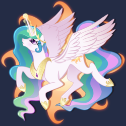 Size: 1024x1024 | Tagged: safe, artist:liaslentak, princess celestia, alicorn, pony, g4, cutie mark background, female, glowing horn, horn, shirt design, solo